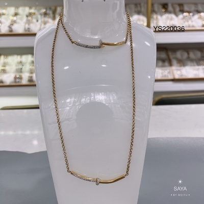 Rhinestone Nail Pendant Necklace Bangle 18k Gold Plated Fashion Jewelry