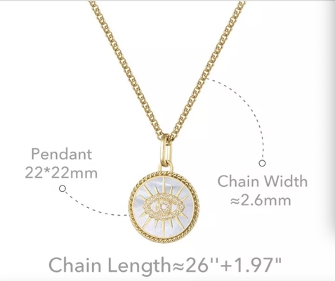 Luxury Devil'S Eye Rhinestone Pendant Necklace 18K Gold Stainless Steel Necklace