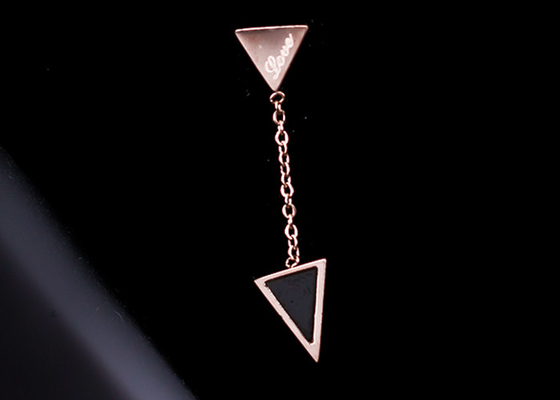 China Women Vintage Stainless Steel Dangle Earrings Rose Gold Plated Punk Love Triangle Long Drop supplier