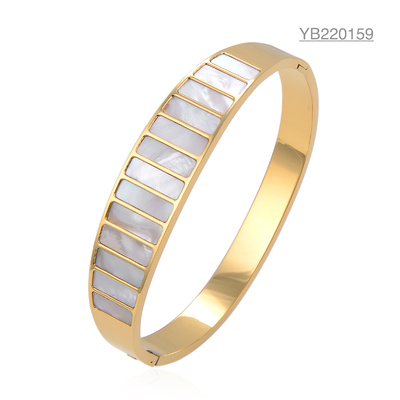 European And American Style Bracelet Stainless Steel Bracelet Vertical Stripe Inlaid Bangle