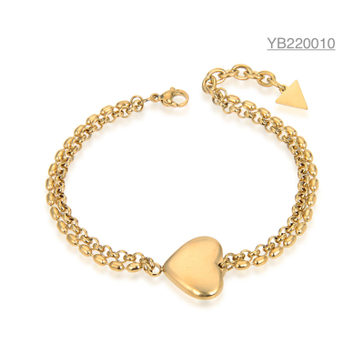 Niche Luxury Brand Jewelry 24k Gold Heart shape Bracelet Valentine's Day present