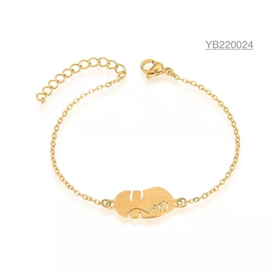 Luxury Stainless steel hand chain 14k gold abstract girl face painting bracelets
