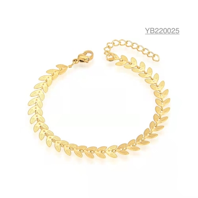 vintage luxury brand hand chains 14k gold 3d leaf shape bracelet Stainless steel