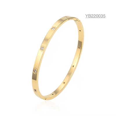 Bling Diamonds Light Luxury Gold Bangle Independent Design SS316l Gold Bangle
