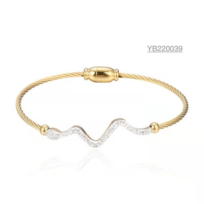 exclusive niche brand Stainless steel rhinestone bracelet 18k thick gold bangles