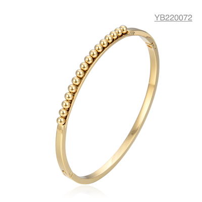 Anti Rust Fadeless Gold Rhinestone Bracelet 16 Round Gold Beads Bangles