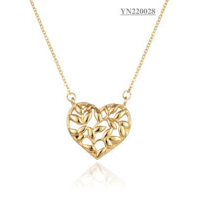 Advanced Gold Stainless Steel Heart Pendant Necklace Olive Leaf Love Heart Necklace