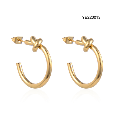14k Stainless Steel Gold Earrings Solid Color Semicircle Ear Pendants