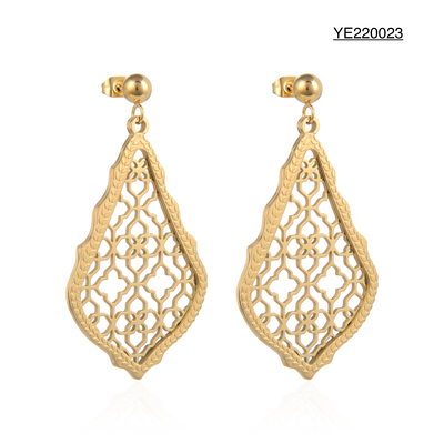 Hollow Palace Style 14k Gold Stainless Steel Earrings 5.8cm