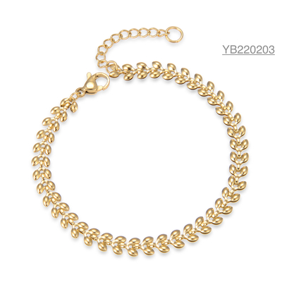 Extravagance Brand Gold Rhinestone Bracelet Olive Leaf Hand Chain Bracelet