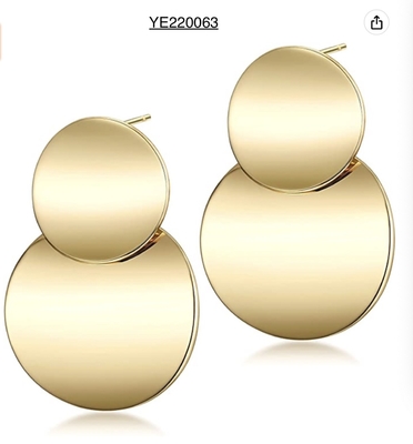 2.5cm Double Round Stainless Steel Teardrop Earrings Niche Jewellery