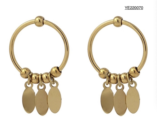 Luxury Decoration Round Tassel Earrings Stainless Steel Gold Drop Earrings