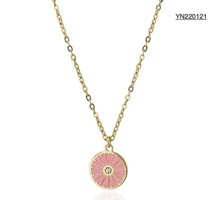 Lemon Slice Epoxy Diamond Pendant Necklace Stainless 14k Gold Chain Necklace