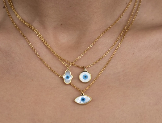 OEM ODM Shell Pendant Jewelry Blue Devil's Eye Necklace For Party