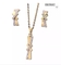 Gold Stainless Steel Jewelry Set X Shaped Rhinestone Stud Earrings And Necklace Set