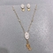 CE 14k Gold Necklace And Earring Set SS Steel Four Leaf Clover Jewelry