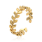Open Adjustable Stainless Women Designer Bracelets 18k Gold Leaf Bangle For Lady