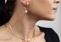 Everyday Wear Pearl Hoop Earrings 25mm Stainless Steel Drop Earrings