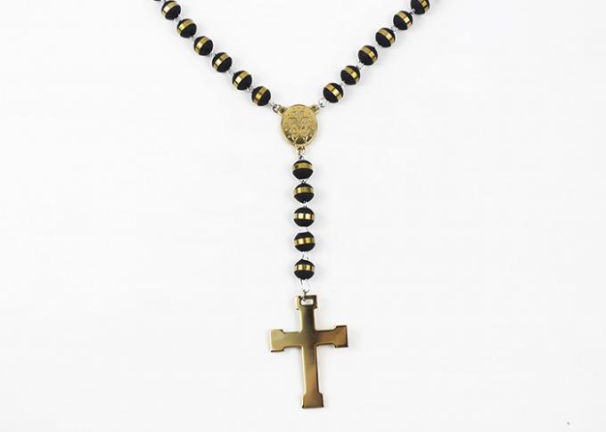 Jesus Christ Cross Stainless Steel Fashion Jewelry Crucifix Pendant Silicone Beads Necklace