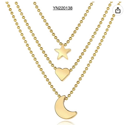 Star Moon Love Pendant Necklace Trendy Stacking Gold Necklaces