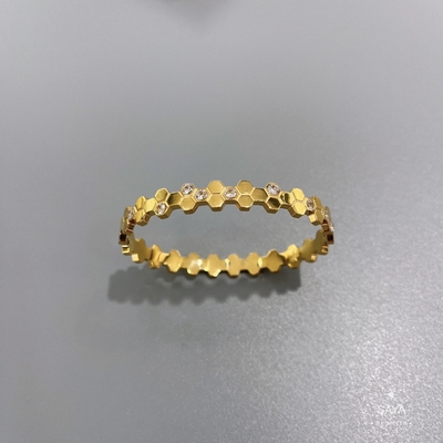 Bee My Honey Series 18k Gold Rhinestones Bangle Stainless Steel Clasp Bracelet