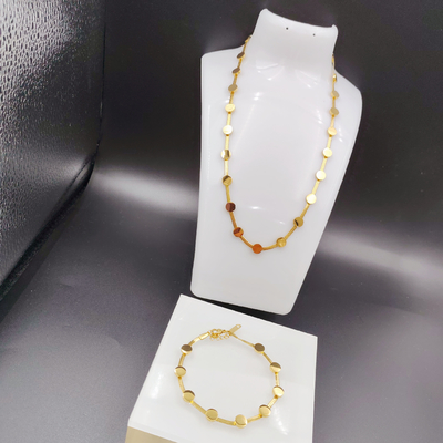 New Arrival Trendy High Polish Newest Gold Color Stainless Steel  Earring ,Necklace , Bracelet Sets  For Lady