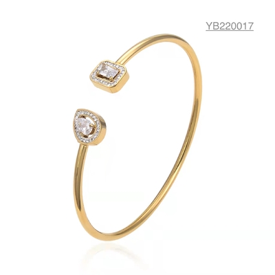 18k Zircon Stainless Steel Cuff Bangle