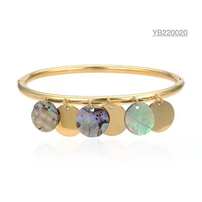Luxury jewelry vintage colour shell bangle 14k rosegold Stainless steel bracelet