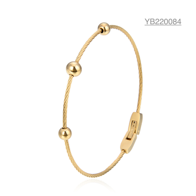 OEM Simple Small Bead Bracelet K Gold Stainless Steel Rope Chain Bracelet