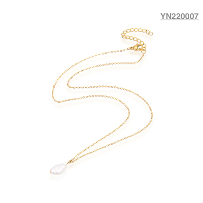 Baroque Shaped Pearl Pendant Necklace 40CM Gold Stainless Steel Necklaces