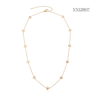 Retro Luxury Long Gold Stacked Necklaces With Heart Pendant