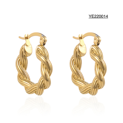 Exaggerated Oversize K Gold Wave Earrings Irregular Stainless Steel Hoop Earrings