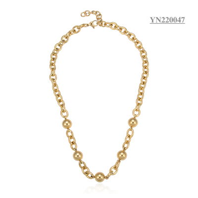 Expensive brand golden ball thick chain torque 18k Gold Stainless Steel Necklace