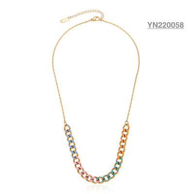 Childlike brand Colorful epoxy thick chain torque Gold Stainless Steel Necklace