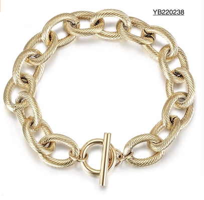 American Fashion 14k Gold Charm Bracelet INS Style Simple Gold Buckle Bangle