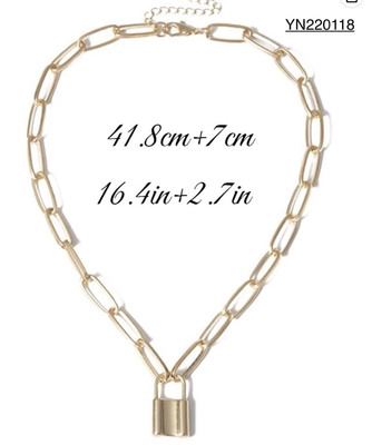 High End Parity Lock Pendant Necklace Stainless Steel Chain Style Necklace