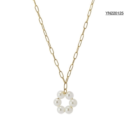 Engagement Torque Jewelry Necklace Gold Chain With Pearl Circle Pendant