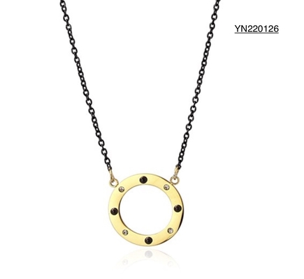 Black Chain Stainless Steel Fashion Necklaces Round Wheel Necklace For Men