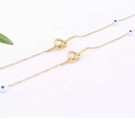 Long Stainless Steel Fashion Necklaces Blue Eyeball Mashup Stacked Gold Necklaces