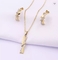 Gold Stainless Steel Jewelry Set X Shaped Rhinestone Stud Earrings And Necklace Set