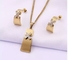 CE Stainless Steel Designer Jewelry X Rhinestone Inlaid Pendant Necklace Earrings Set