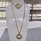 18k Gold Rhinestone Stainless Steel Jewelry Set Circle Overlap Necklace And Bangle Set