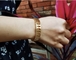superfluity brand Wide hollow gold bead bracelet 24k gold stainless steel bangle