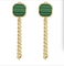45cm Long Green Gem Pendant Earrings Studs 18K Gold Stainless Steel