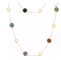 Five Color Treasure Fold Wear Long Necklace 18K Gold Stainless Steel Necklace