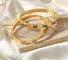 18 K Love Friendship Bracelet Bangle Gold With Cubic Zirconia Stones Hinged Gift