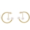 18K Gold Plated Earrings Stainless Steel Jewelry C Shape Chain Pearl For Party
