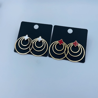 Polished Gold Finish Stainless Steel Earring with CZ Stone and Gold