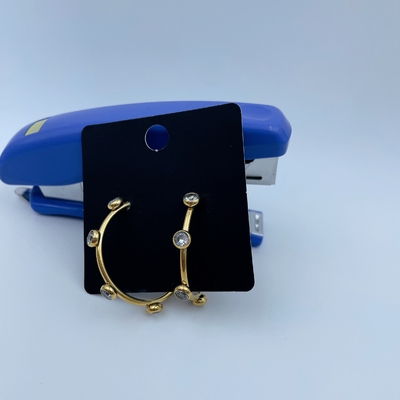 Polished Gold Finish Stainless Steel Earring with CZ Stone and Gold