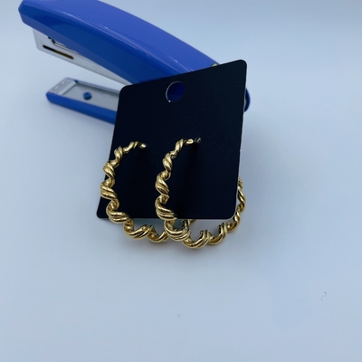 Polished Gold Finish Stainless Steel Earring with CZ Stone and Gold